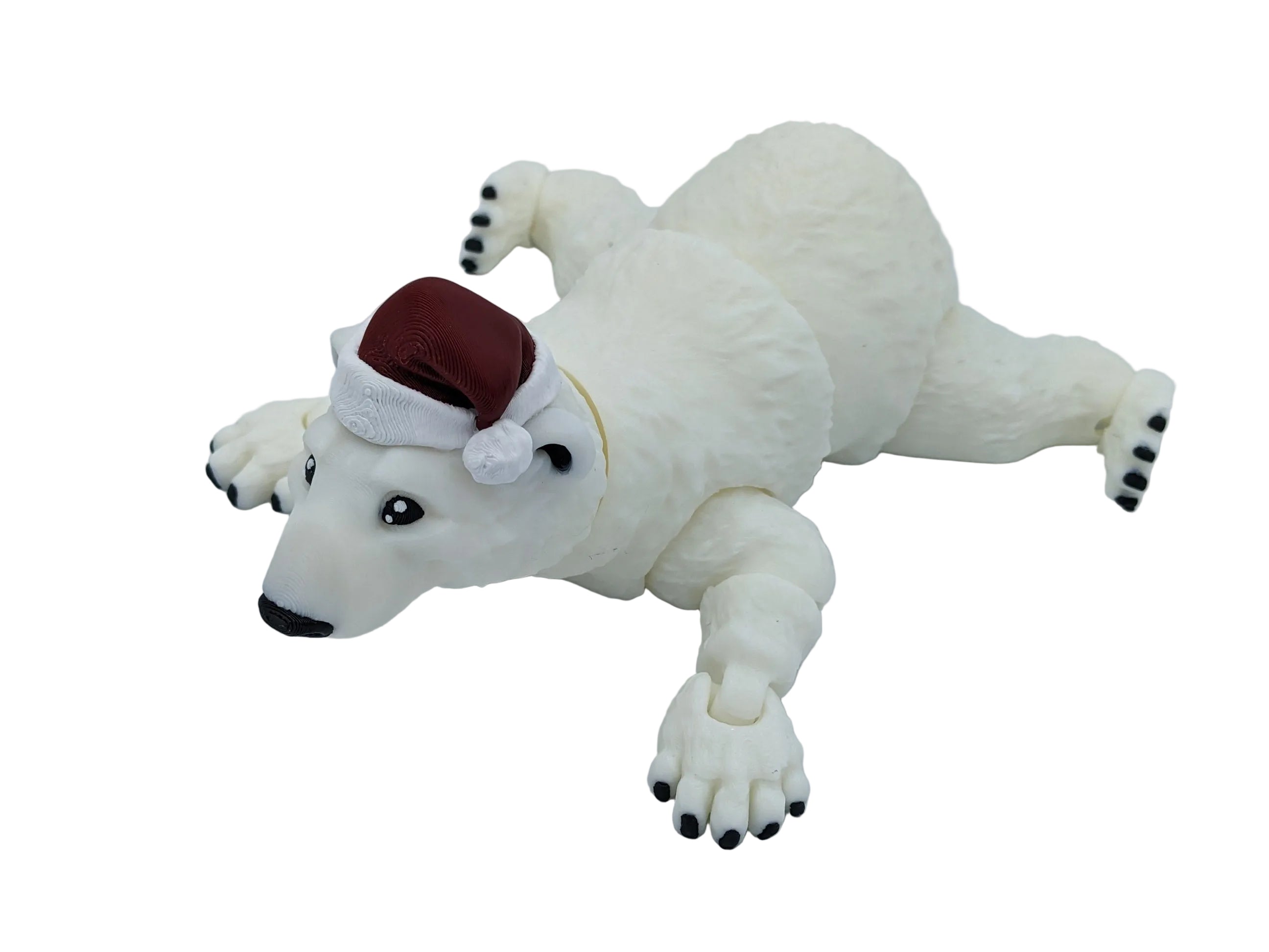 Articulated Polar Bear with Santa Hat